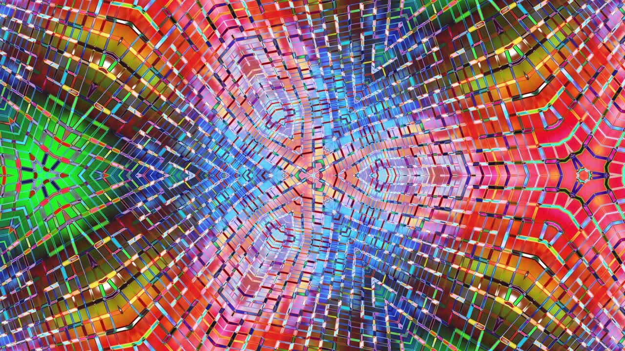 patrón simétrico iridescente líquido como el caleidoscopio con ondas. 3d elegante bucle abstracto bg, estructura ondulada de vidrio líquido brillante con hermosos colores de gradiente. 4k