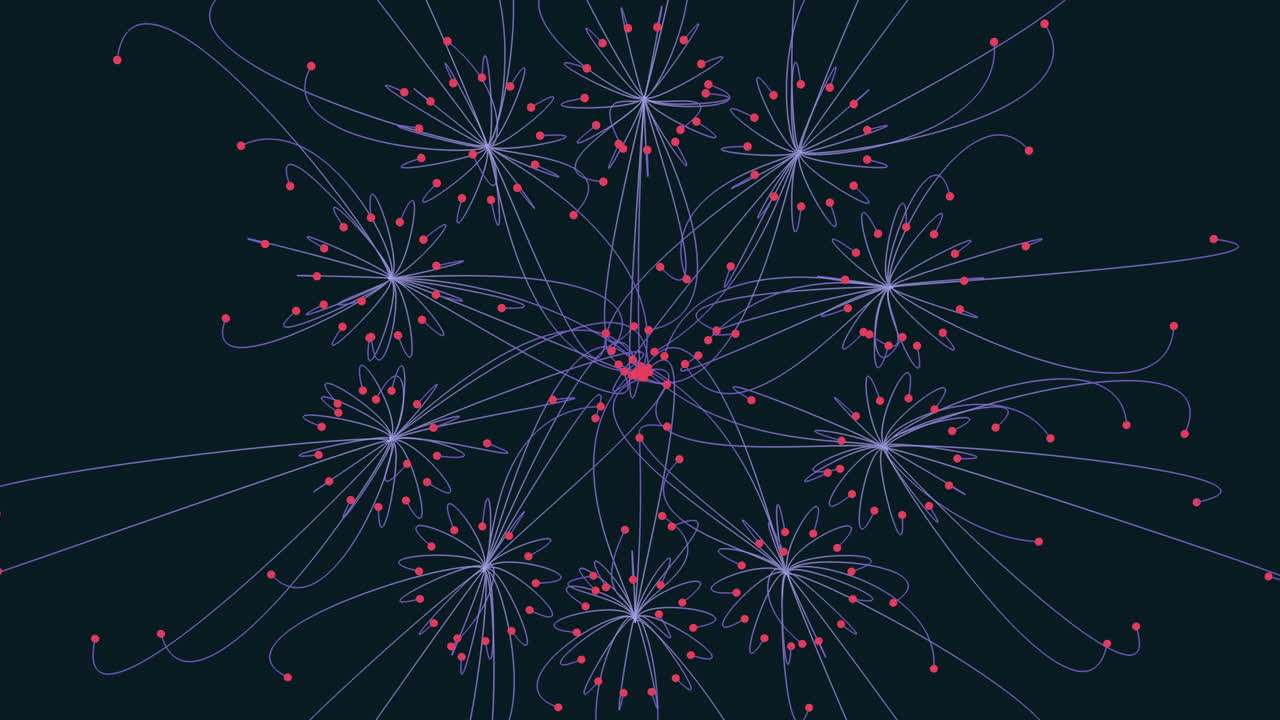 An illustration of interconnected dots representing a network system. Each dot symbolizes a node in the network, with connecting lines showing interrelations