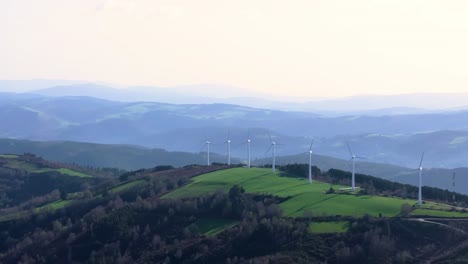 Wind-Power-Turbines-On-The-Mountaintop-Near-Fonsagrada-Town-In-Lugo,-Galicia-Spain