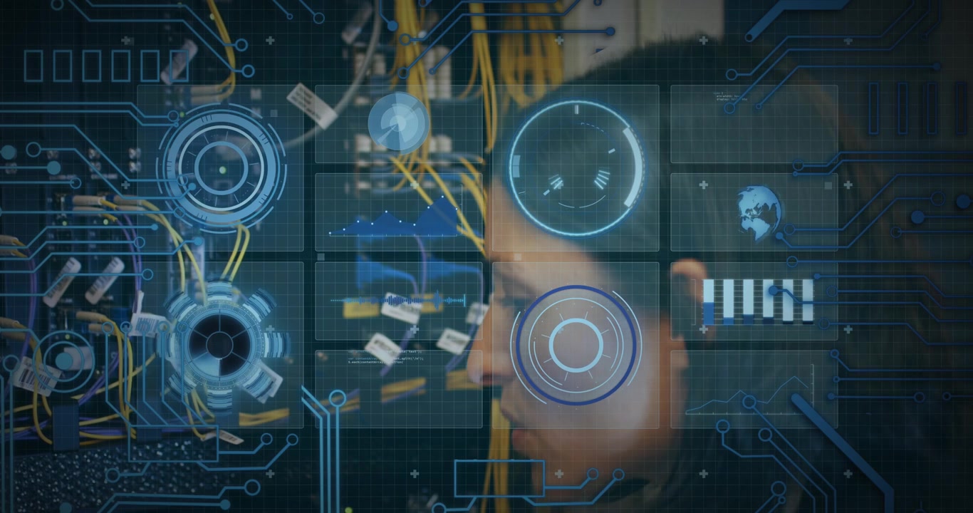 Animation of text with globe and network of connections