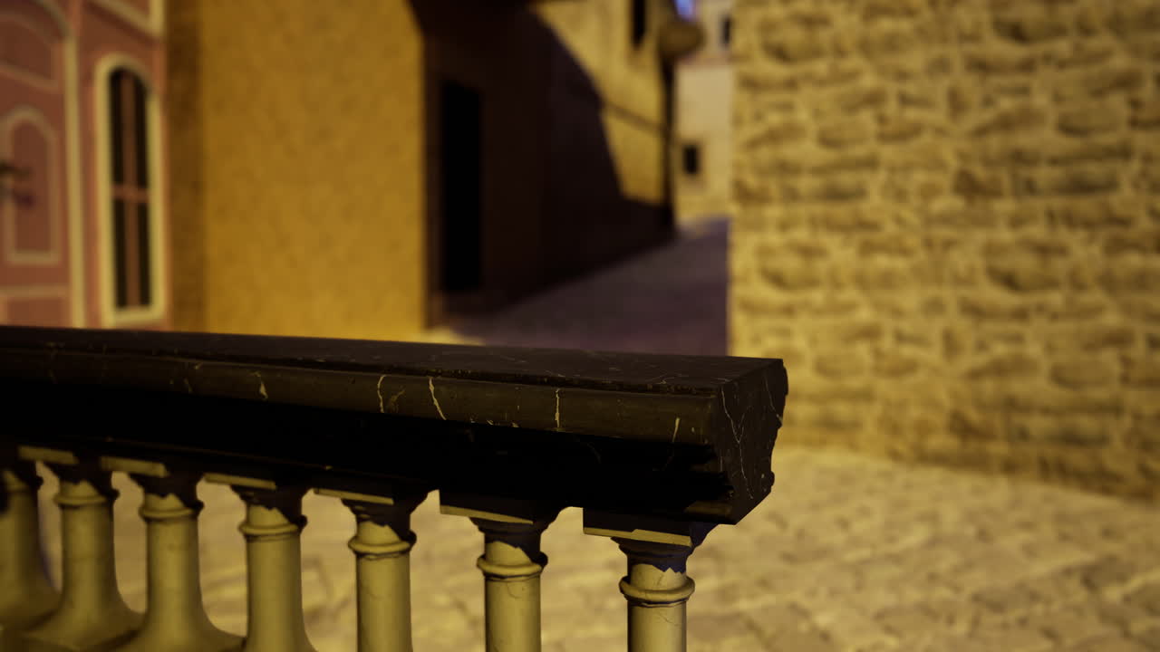 Quiet deserted street in a historic town at night