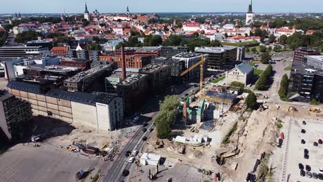 Cityscape-of-Tallinn-on-sunny-summer-day,-aerial-view