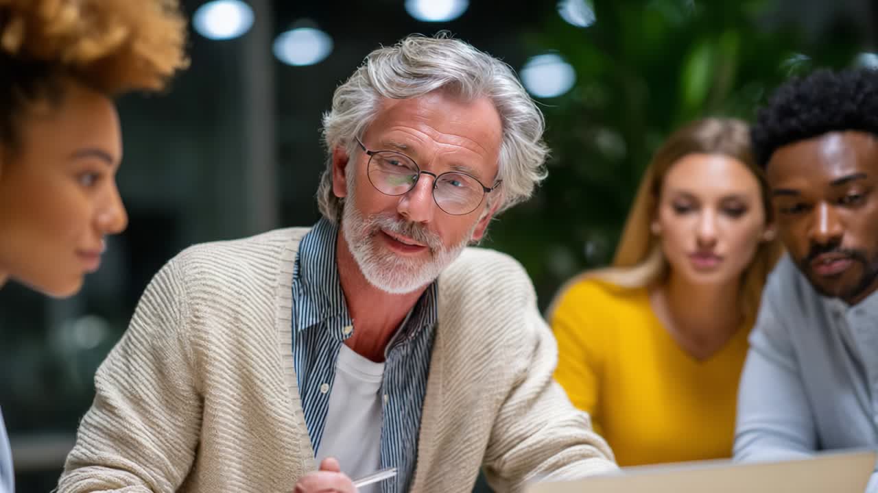 Diverse team collaborating in a business meeting