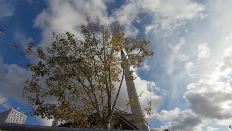 Bell-tower-of-The-Resurrection-Cathedral,-Tirana,-Albania,-against-blue-sunny-sky