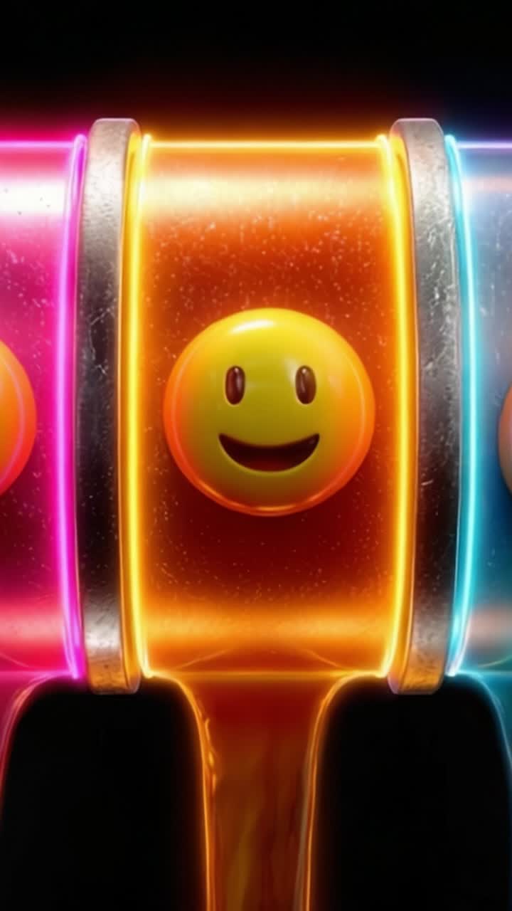 Faccine Sorridenti Vivaci che Brillano in Flussi di Liquido Colorati: Un'esplorazione astratta visivamente sorprendente della gioia in movimento e luce.