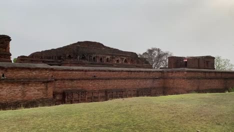 wide angle shot of nalanda buddhism university, in bihar state of india