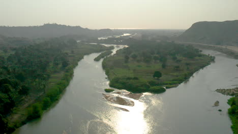 flight over the catumbela river, benguela, angola footage with drone, 120 fps