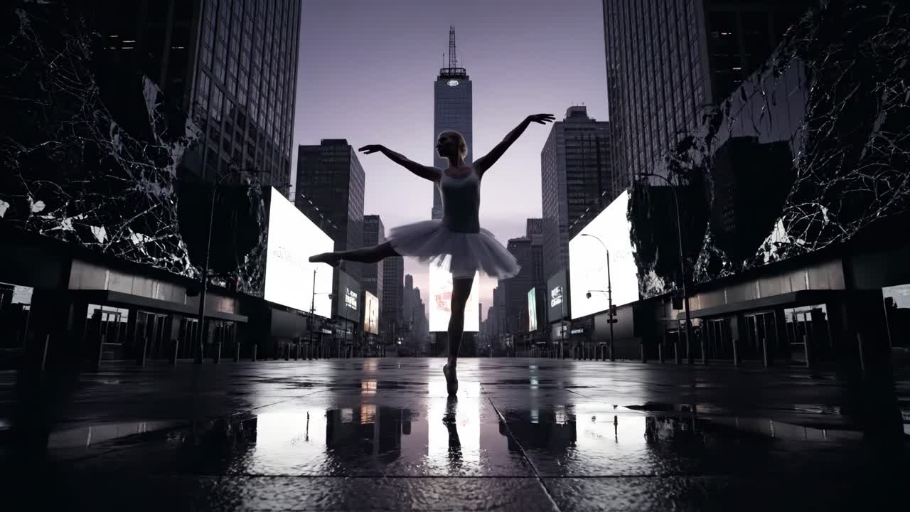 Ballerina Dancing in City Streets