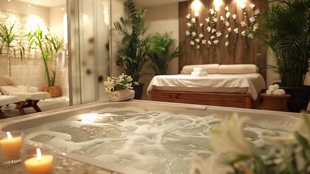 Relaxing Spa with Jacuzzi and Bed