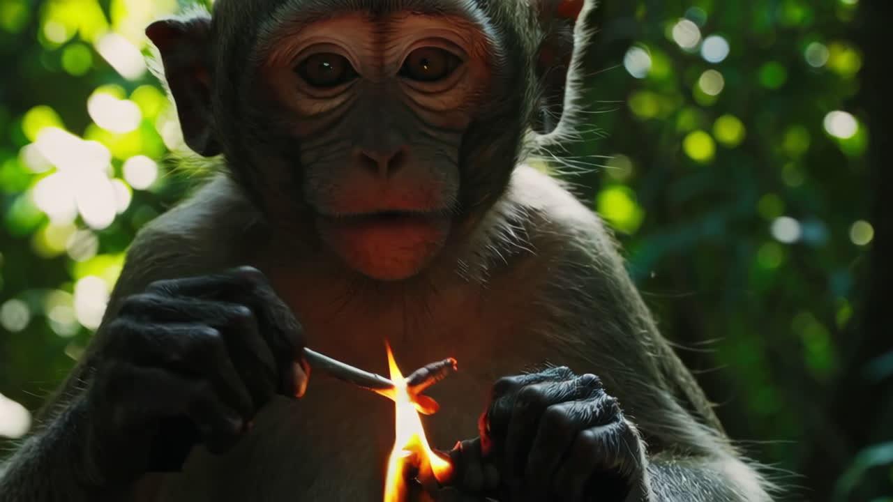 bebé mono en la jungla