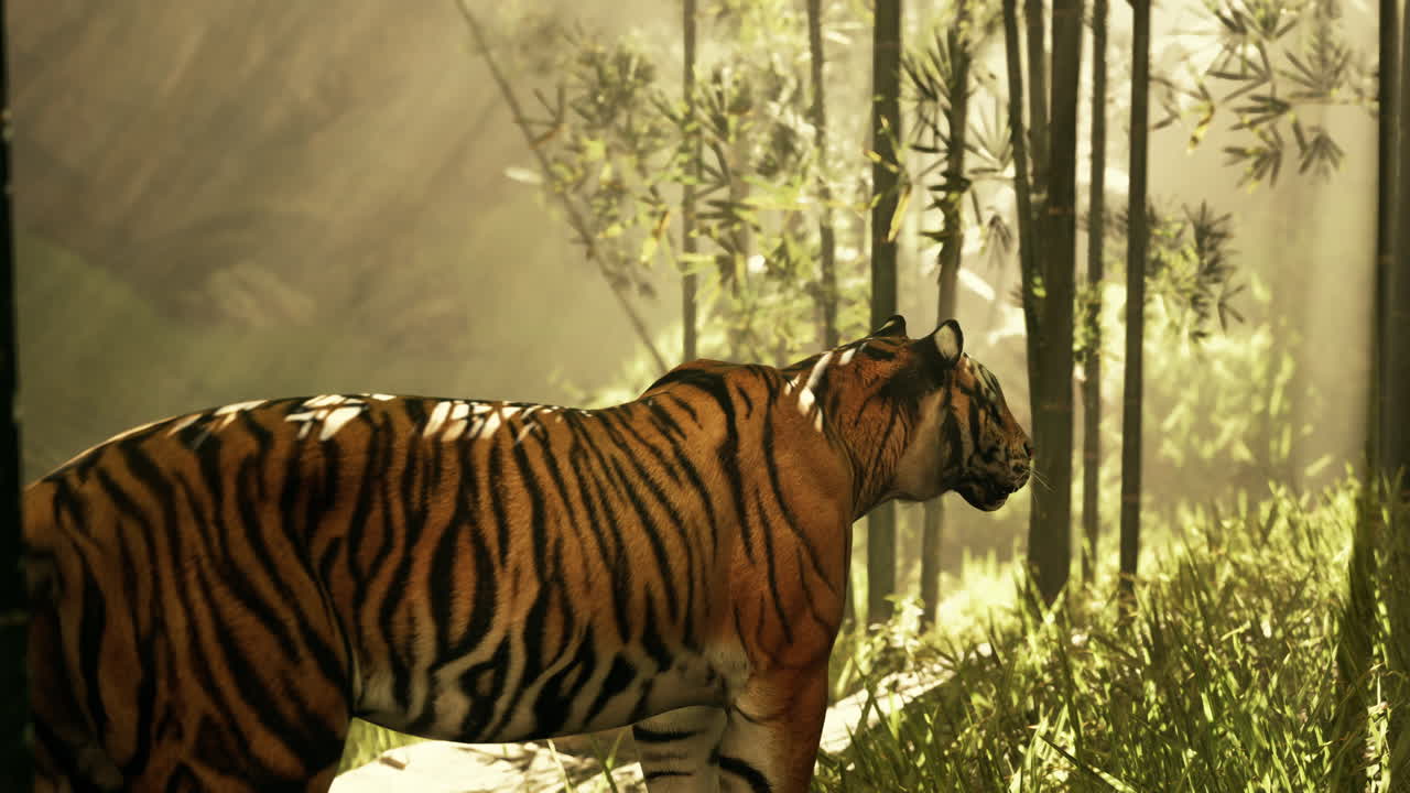 대나무 숲 에 있는 호랑이