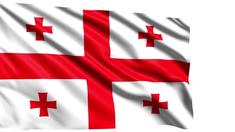 flag of georgia with fabric structure in the wind (alpha channel, loopable)