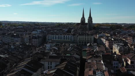 bayonne cityscape with cathedral silhouette, france