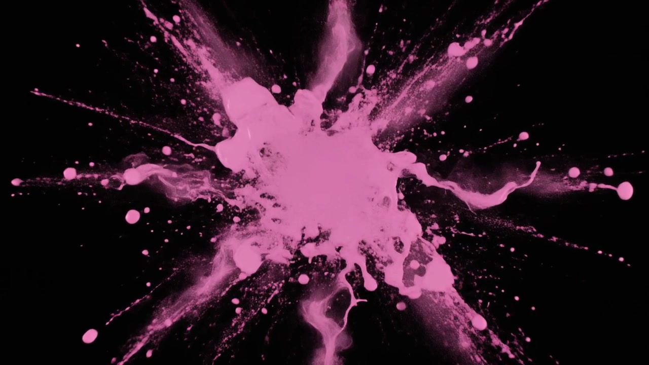 Pink pudeksplosion på sort baggrund