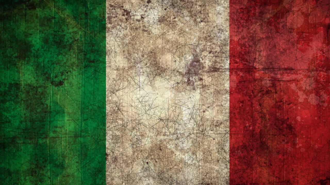 Animazione di un effetto texture grunge a motivo continuo su sfondo bandiera italiana con spazio per il testo