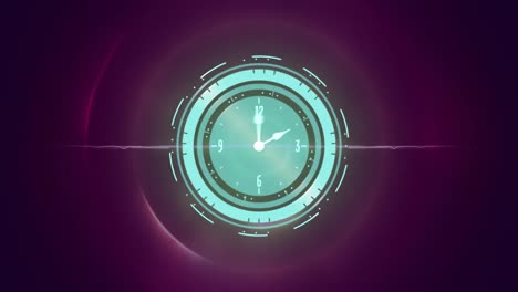 animación de reloj que se mueve rápido y procesamiento de datos sobre círculos