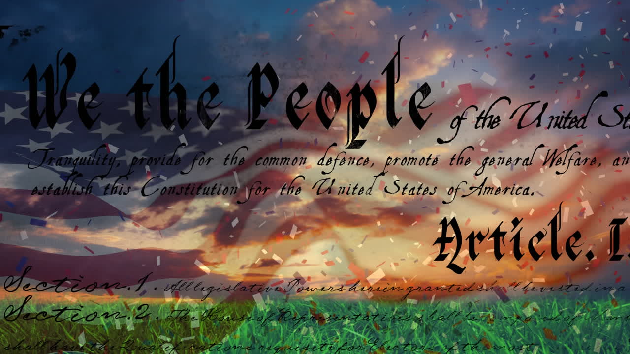 미국 헌법과  ⁇ 발과 함께 쓰여진 콘페티