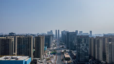 urban cityscape with residential and office buildings construction site, architectural real estate landscape of modern city