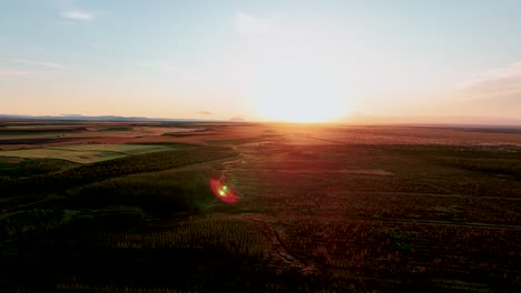 cielo dorado durante el amanecer brillando sobre los campos del sur de islandia