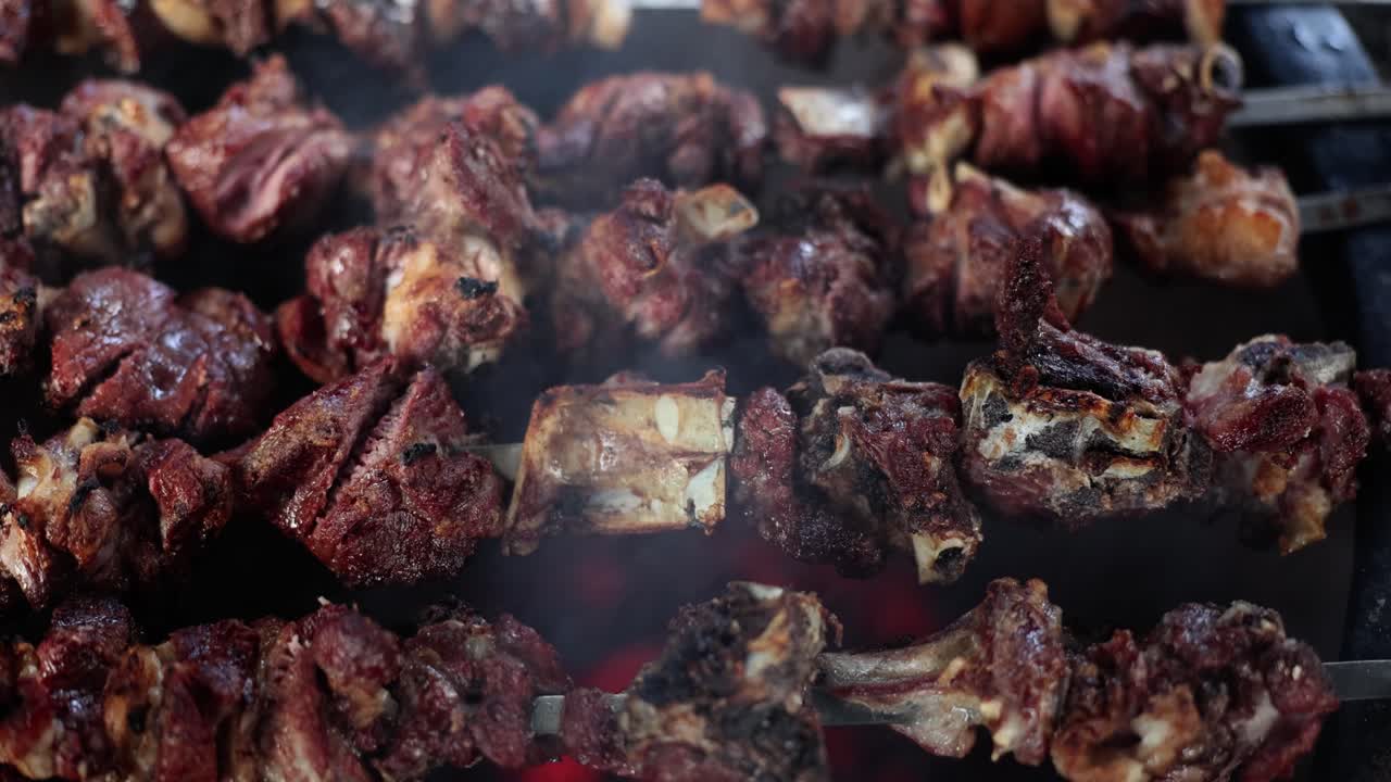 Shish kebab on barbecue