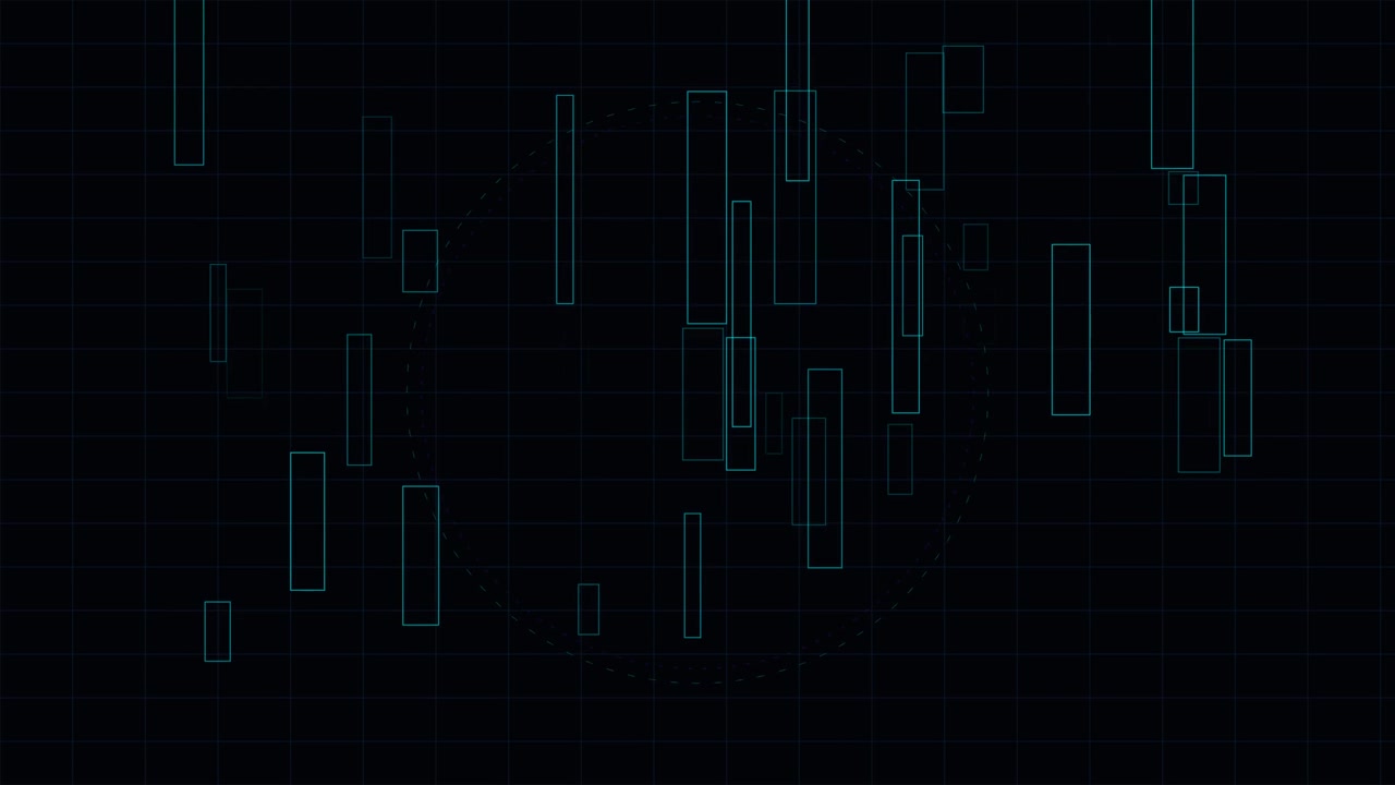 Abstract Digital Background with Floating Rectangles and Grid Lines