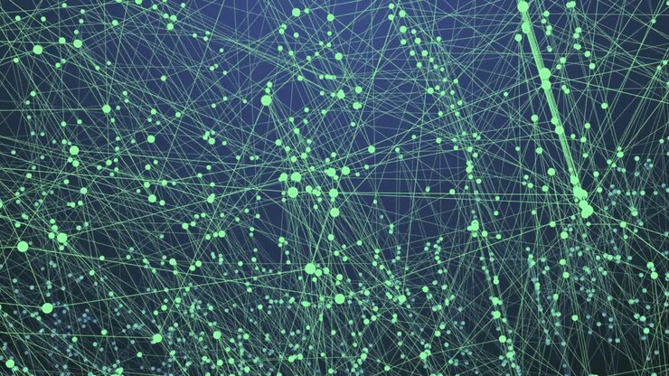Rete Digitale Astratta di Punti e Linee Verdi che si Connettono