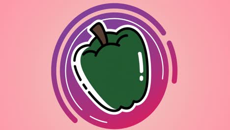 Animation-of-green-pepper-icon-on-pink-background