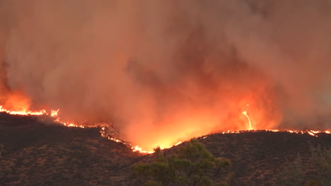 strong winds creating fire whirl in a fire that breaks out in the state of california