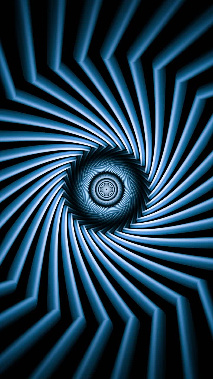 3D loop animation of glowing hypnotic tunnel spiral in motion