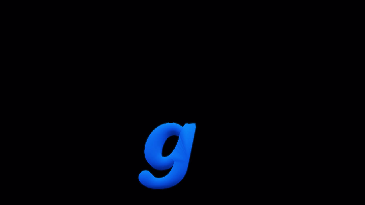 Blue Letter g Burning on Alpha Channel