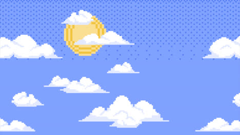 motion graphic of flat design pixel art cloud illustration