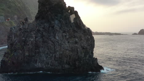 Drone-Aerial-View-of-Rock-Formation-in-Atlantic-Ocean