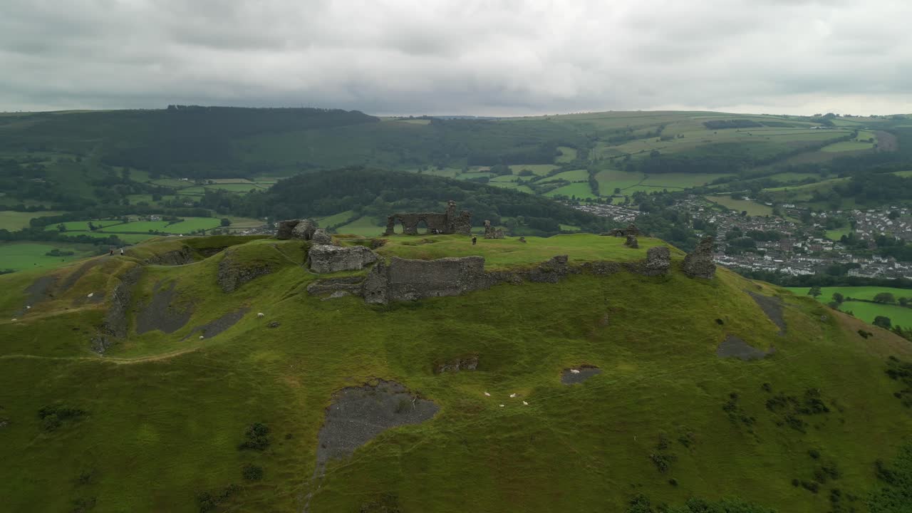 Historic Castle Ruins on a Green Hilltop Landscape