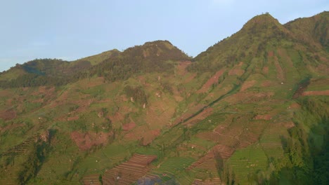 Panoramic-view-of-mountains-range-planted-with-potato-plant