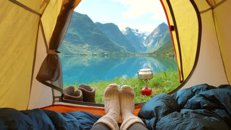 cozy camping trip in norwegian fjords