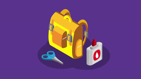 mochila, encendedor y tijeras