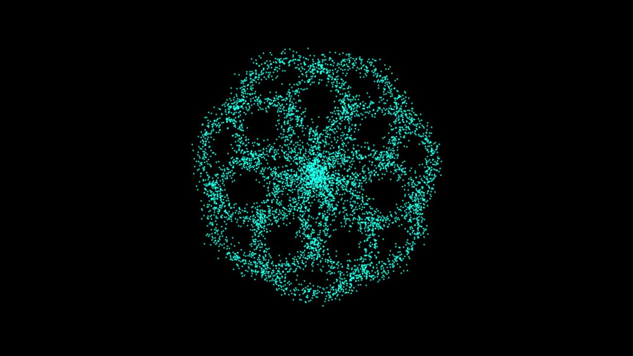 tecnología abstracta círculos azules de puntos animados, círculos de partículas. modo de mezcla