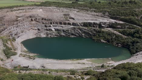 aerial view of a flooded quarry