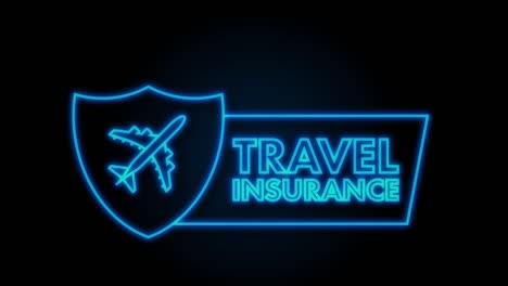 travel insurance in neon style. motion graphic