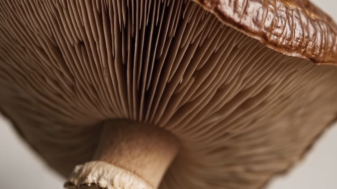 Close-up View of Mushroom Gills