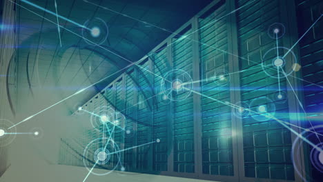 animation of network of connections over server room