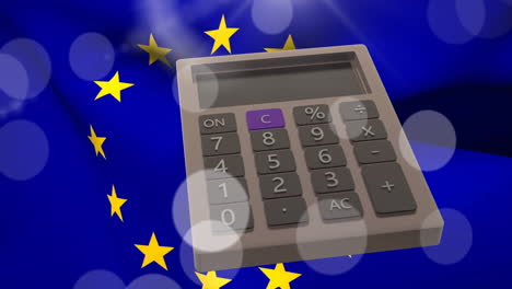 animation of calculator over flag of european union