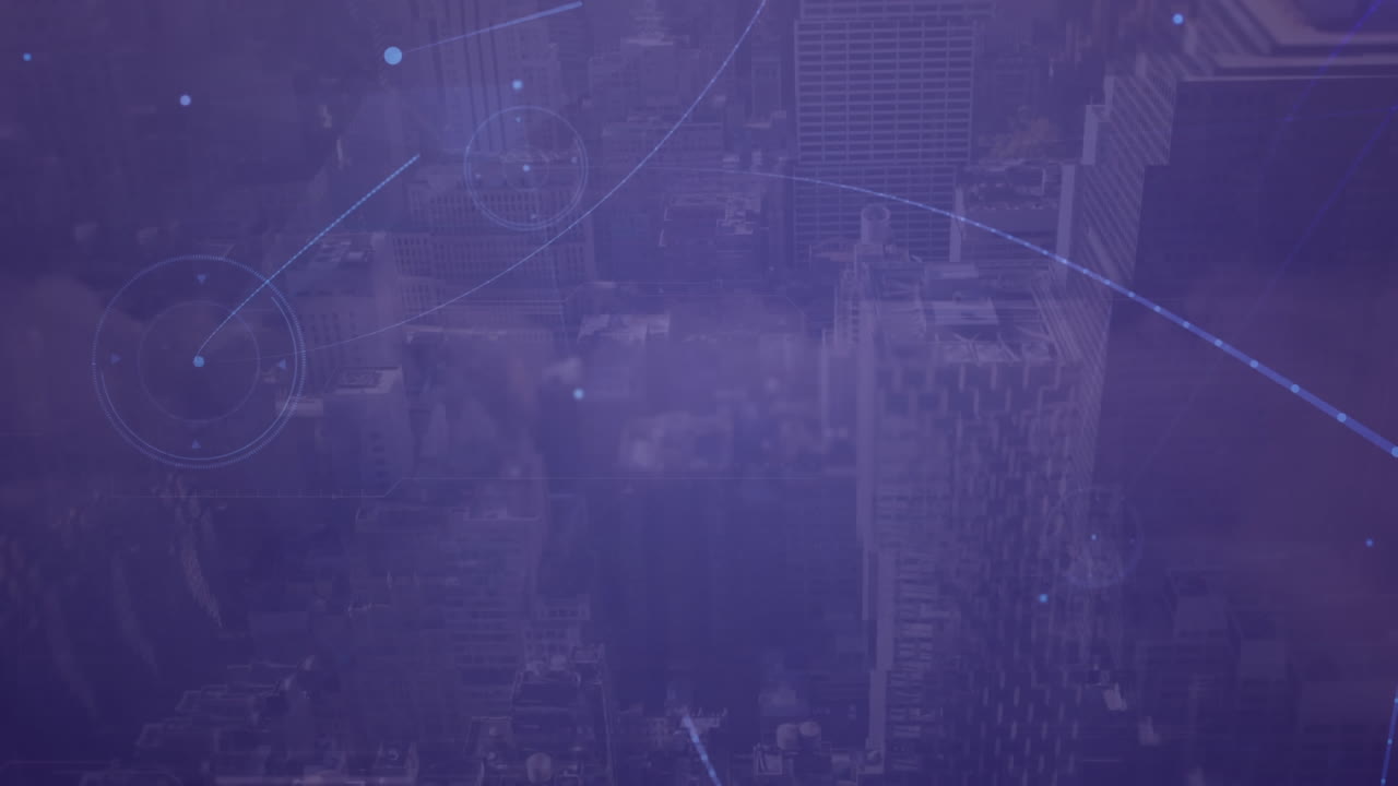 animación de redes de conexiones en el paisaje urbano