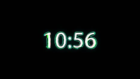 glitched digital clock displaying times 10:52 and 10:42