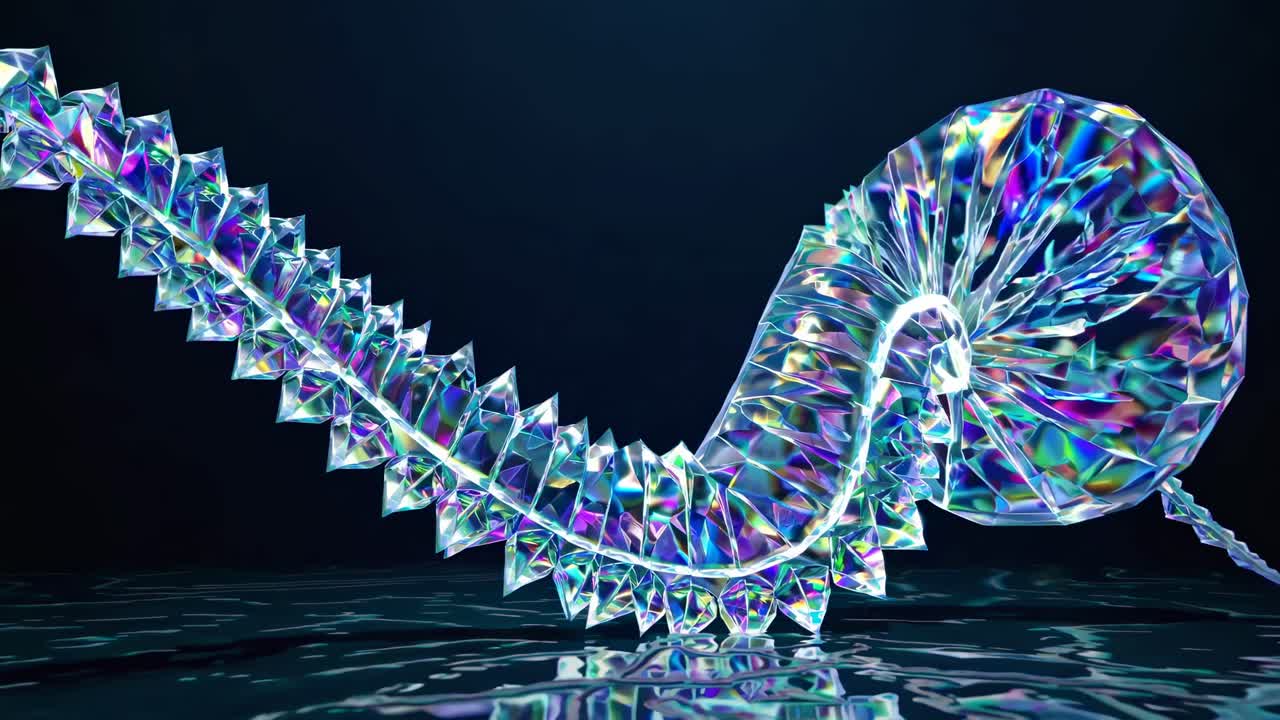 Abstract Iridescent Crystal Spiral