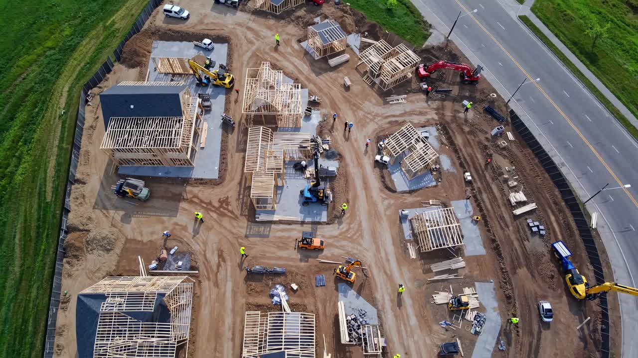 Aerial View of Housing Construction Site