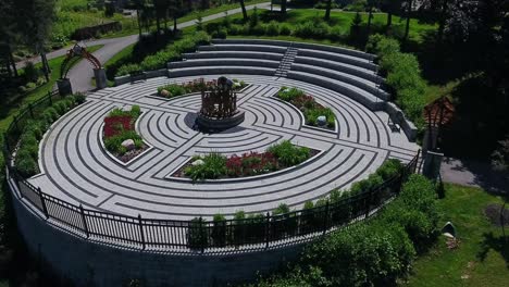 cullen central park with its circular monument in a peaceful garden at whitby, canada