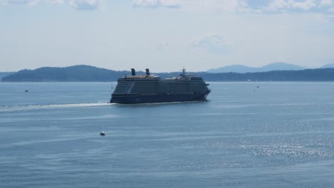 cruise ship in elliott bay, sailing from port of seattle, washington.