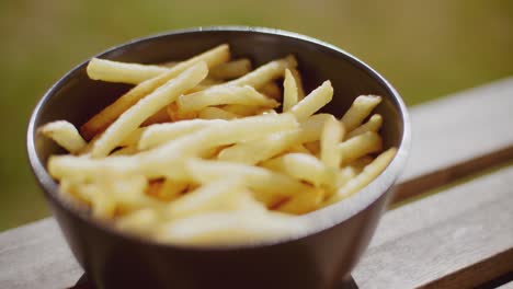 tazón de papas fritas recién fritas