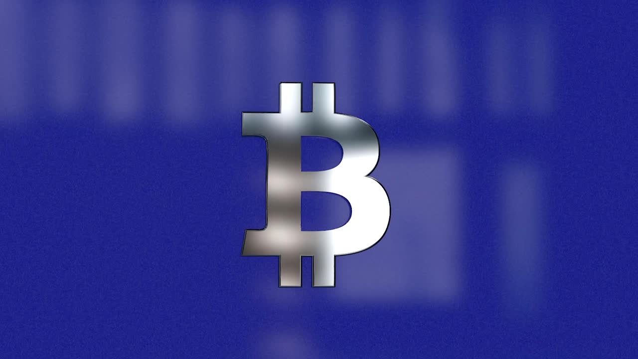 símbolo de bitcoin en fondo azul